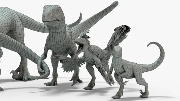 Collection of Raptor 3D Models Rigged Basemesh 3D Model Creature Guard 22