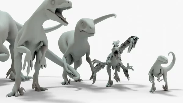 Collection of Raptor 3D Models Rigged Basemesh 3D Model Creature Guard 23
