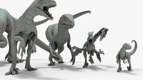 Collection of Raptor 3D Models Rigged Basemesh 3D Model Creature Guard 24