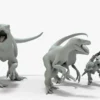 Collection of Raptor 3D Models Rigged Basemesh 3D Model Creature Guard 50