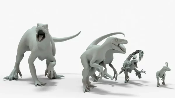 Collection of Raptor 3D Models Rigged Basemesh 3D Model Creature Guard 25