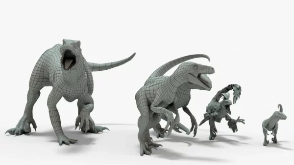 Collection of Raptor 3D Models Rigged Basemesh 3D Model Creature Guard 3