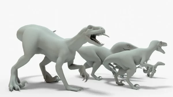Collection of Raptor 3D Models Rigged Basemesh 3D Model Creature Guard 4