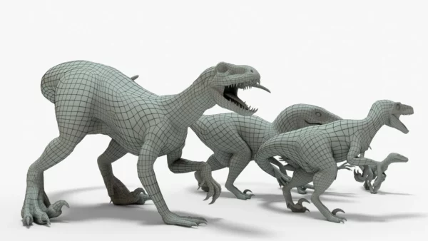 Collection of Raptor 3D Models Rigged Basemesh 3D Model Creature Guard 5