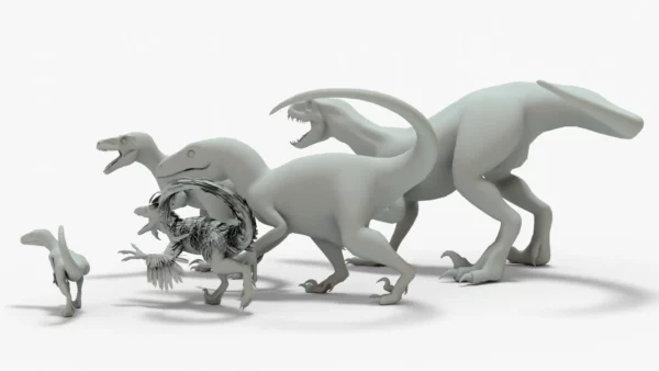 Collection of Raptor 3D Models Rigged Basemesh 3D Model Creature Guard 8