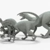 Collection of Raptor 3D Models Rigged Basemesh 3D Model Creature Guard 34