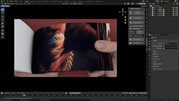 Realistic Flipbook 3D 1.0 Addon for Blender 4 Addon Creature Guard 4