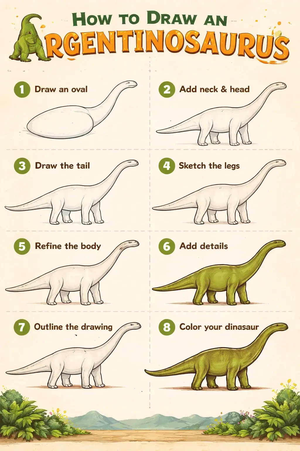 How to draw a argentinosaurus